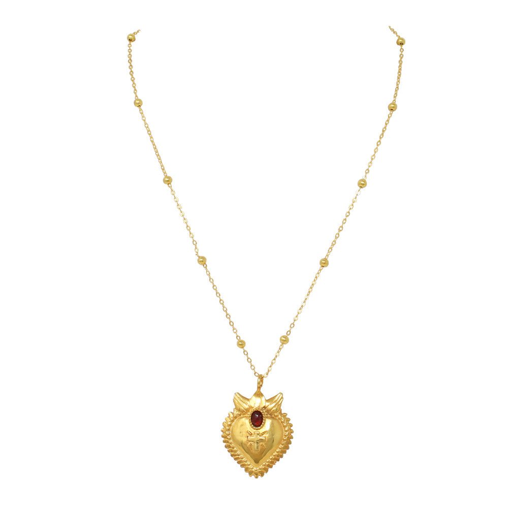 Sacred Heart Ball Chain Necklace - LAURA CANTU JEWELRY