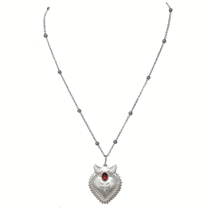 Sacred Heart Ball Chain Necklace - LAURA CANTU JEWELRY US