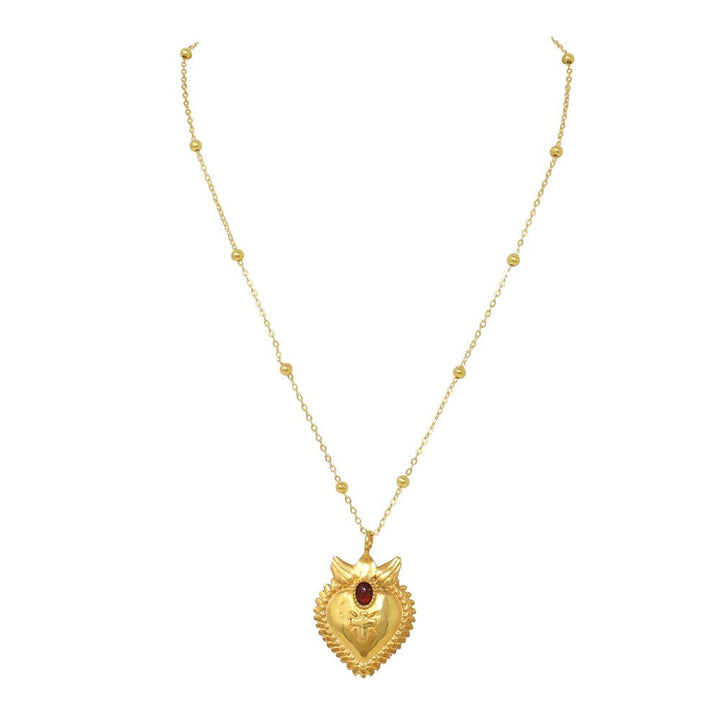 Sacred Heart Ball Chain Necklace - LAURA CANTU JEWELRY US