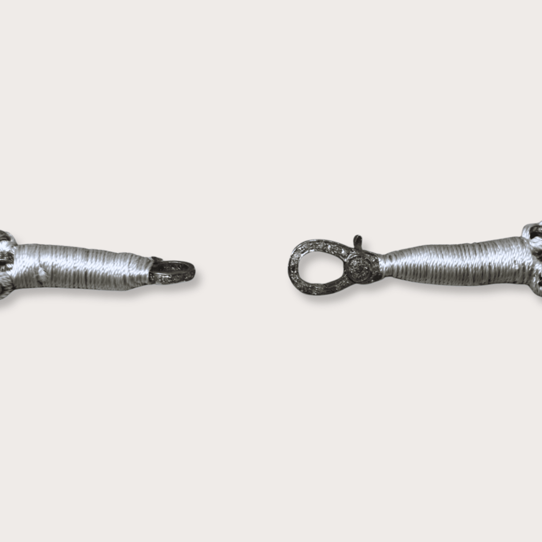 Silver Macrame Bracelet with Polki II - LAURA CANTU JEWELRY