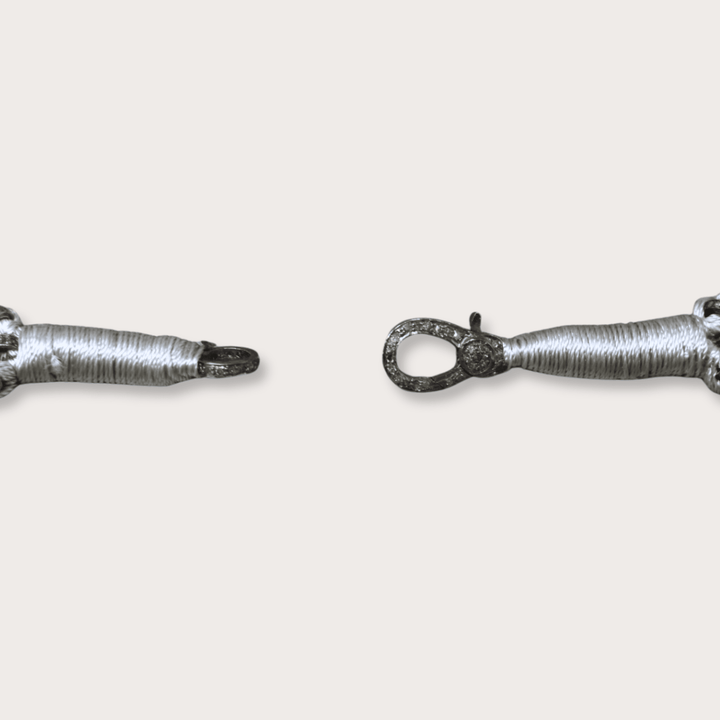 Silver Macrame Bracelet with Polki II - LAURA CANTU JEWELRY