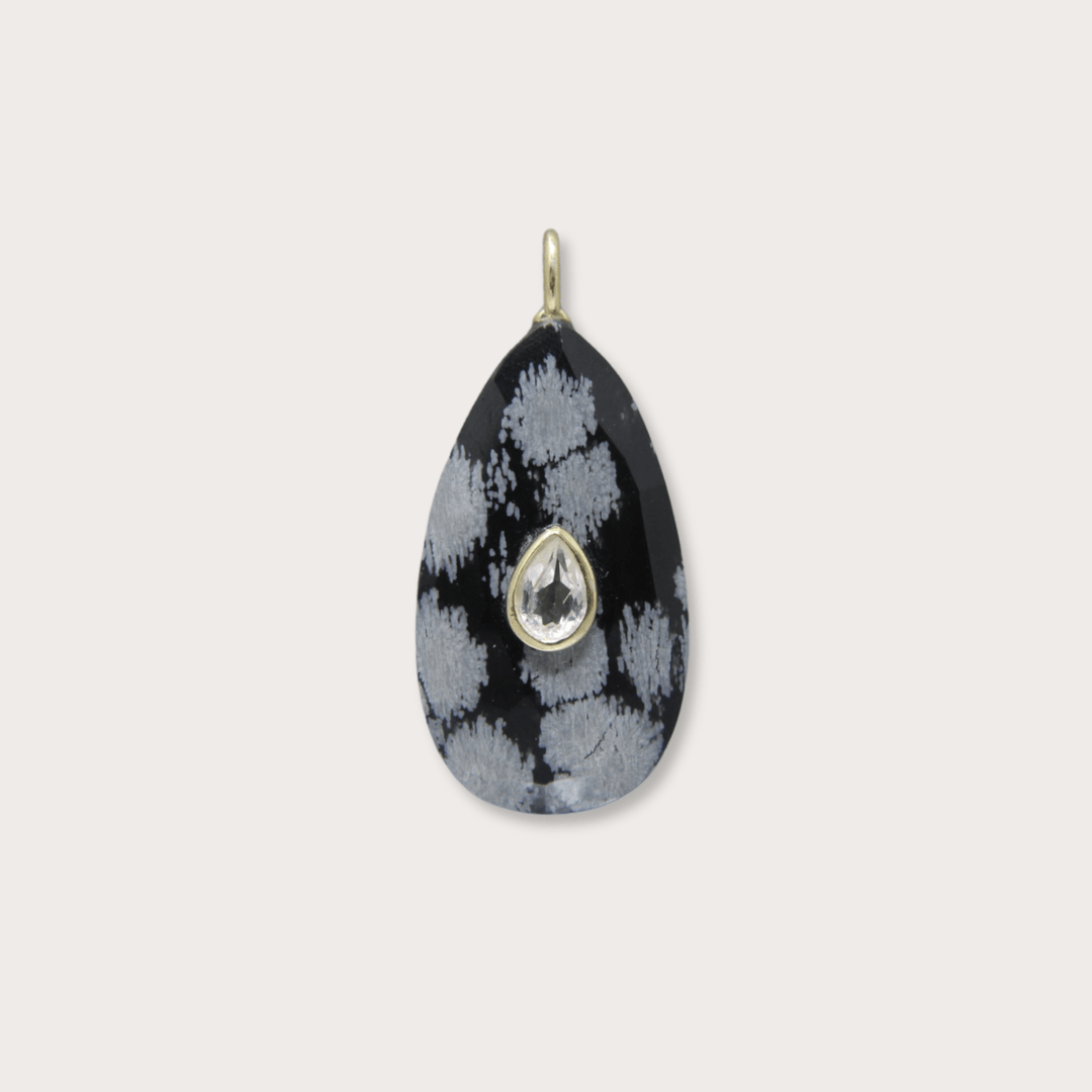Snowflake Obsidian Drop Large - LAURA CANTU JEWELRY