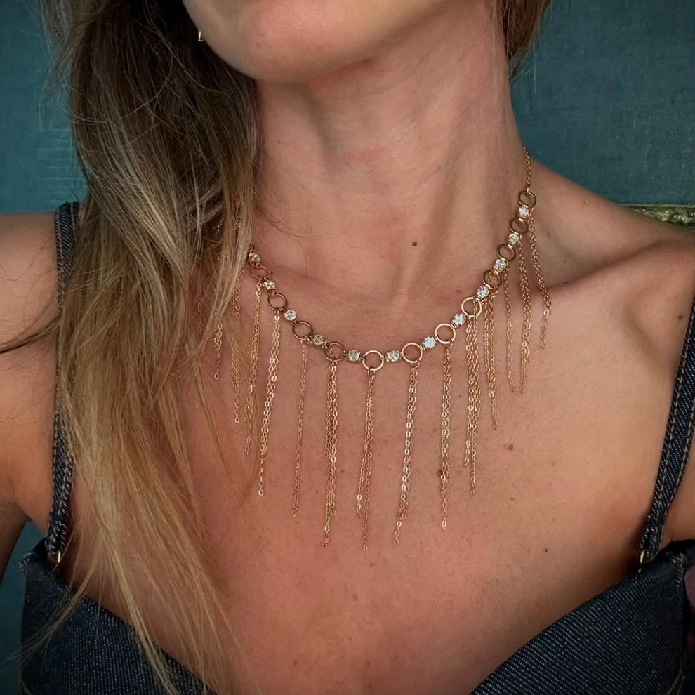 Sofia Fringe Gold Necklace - LAURA CANTU JEWELRY