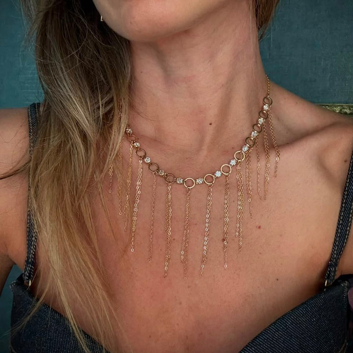 Sofia Fringe Gold Necklace - LAURA CANTU JEWELRY