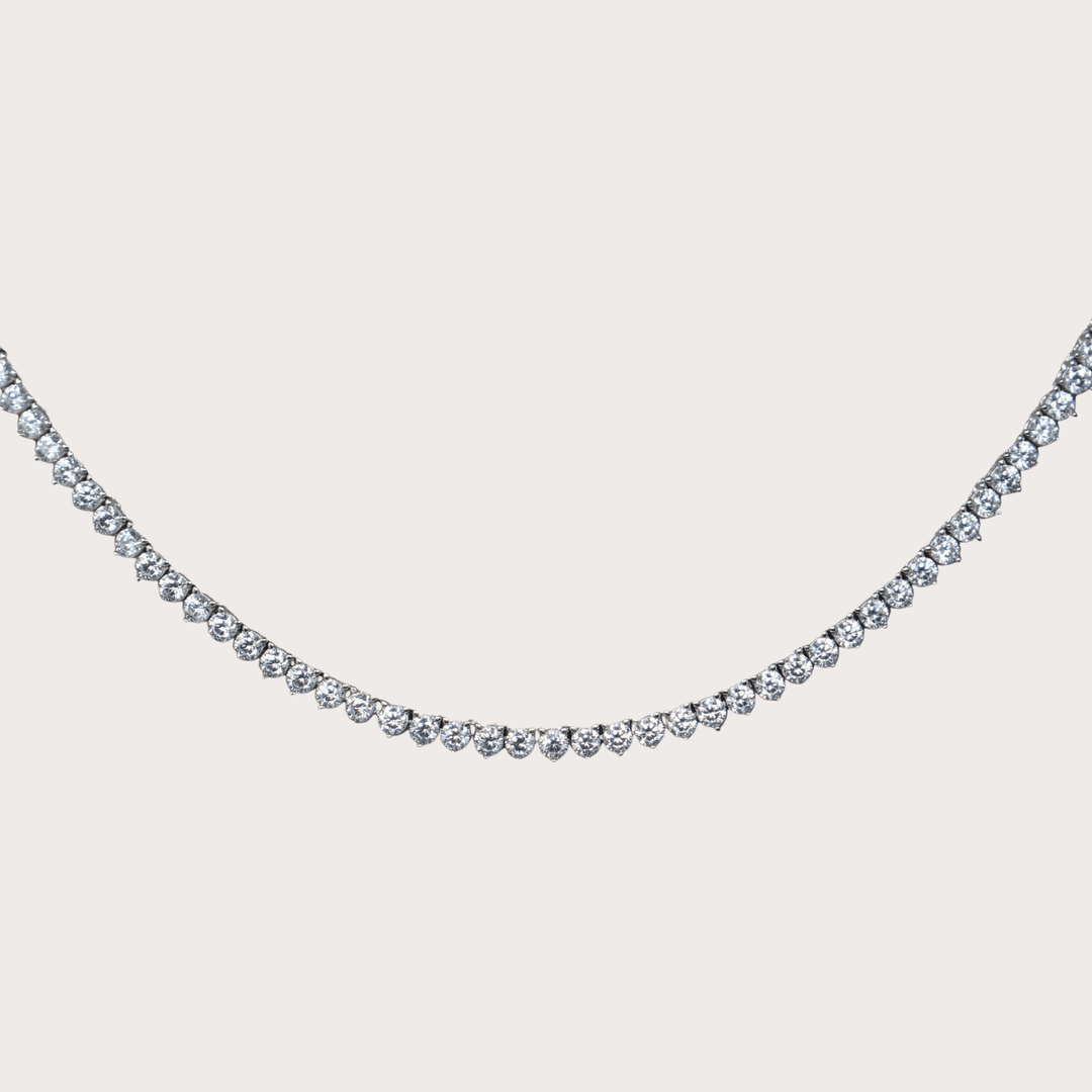 Tennis Necklace Plata .925 3 prong - LAURA CANTU JEWELRY