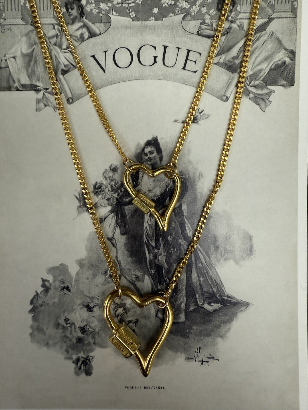 Thin Large Heart Lock Necklace (dije grande) - LAURA CANTU JEWELRY