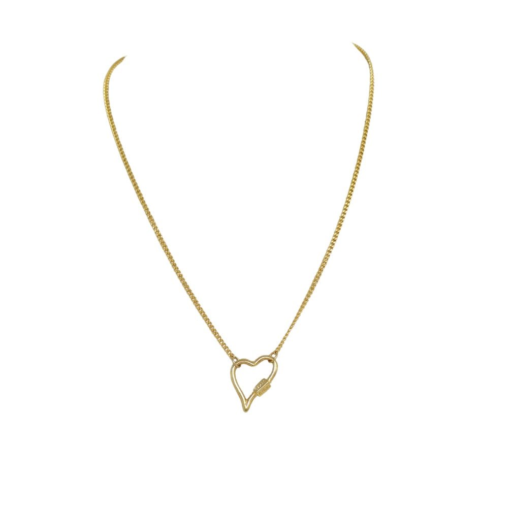Thin Small Heart Lock Necklace (dije chico) - LAURA CANTU JEWELRY