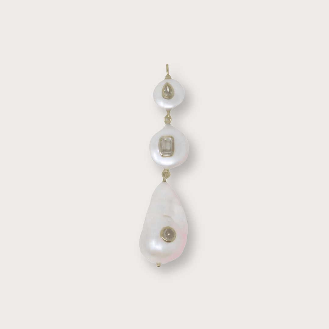 Triple Pearl and Quartz Pendant - LAURA CANTU JEWELRY
