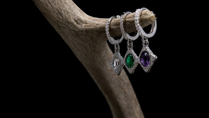 Vintage Oval Gem Piercing Silver - LAURA CANTU JEWELRY