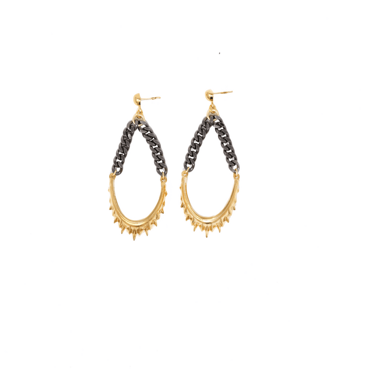 Antique Mix Metals Spike Hoops - LAURA CANTU JEWELRY