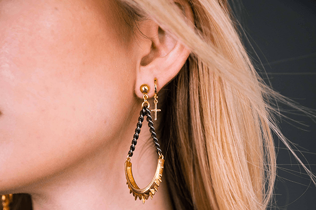 Antique Mix Metals Spike Hoops - LAURA CANTU JEWELRY