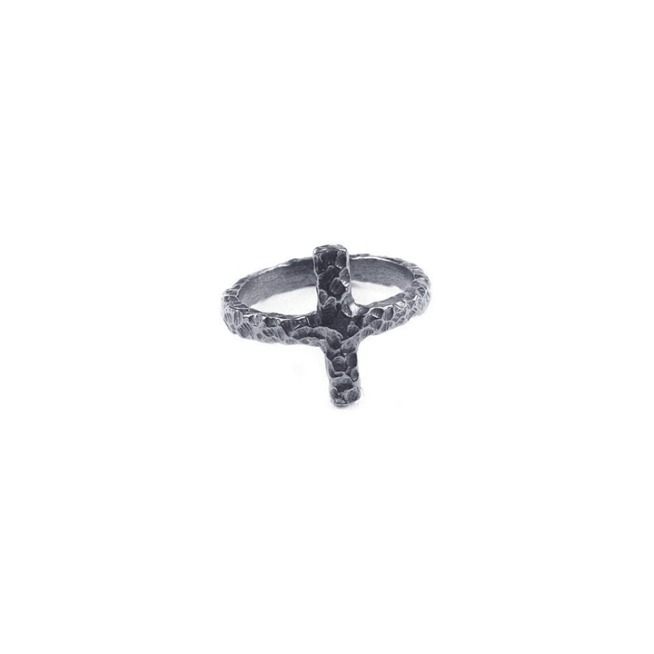 Antique Silver Mid Finger Cross Ring - LAURA CANTU JEWELRY US