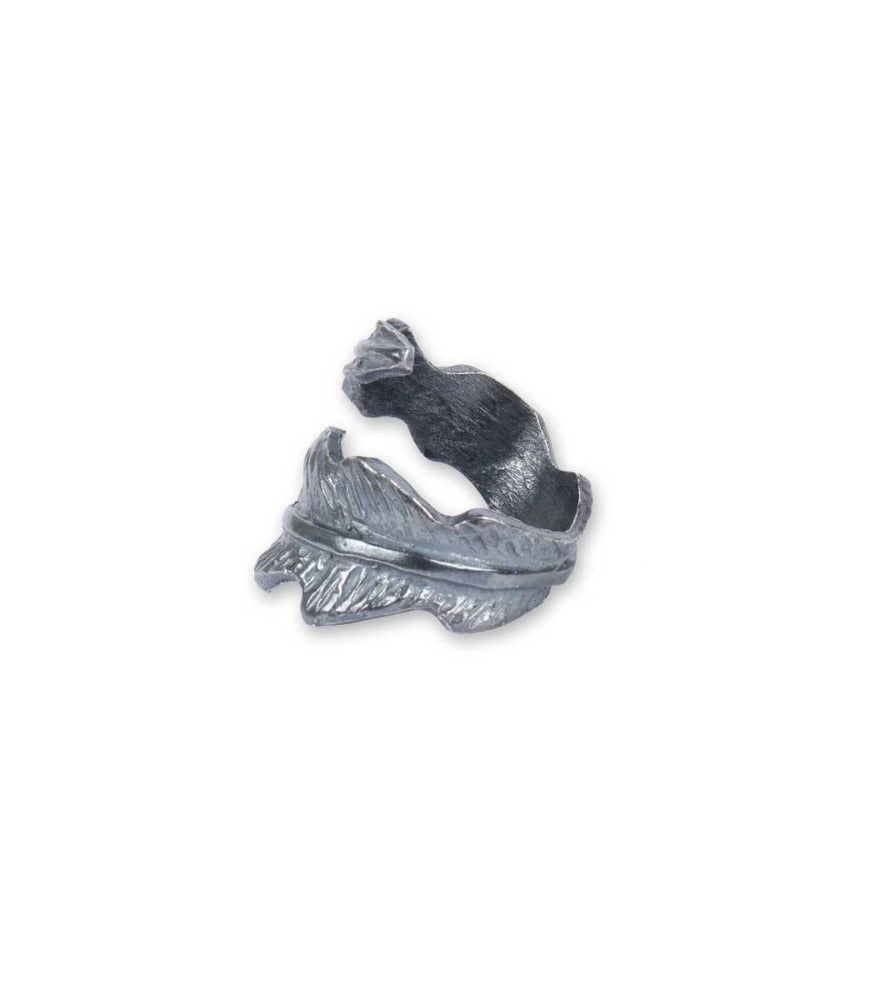 Antique Silver Small Leaf Ring - Laura Cantu Jewelry - Mx