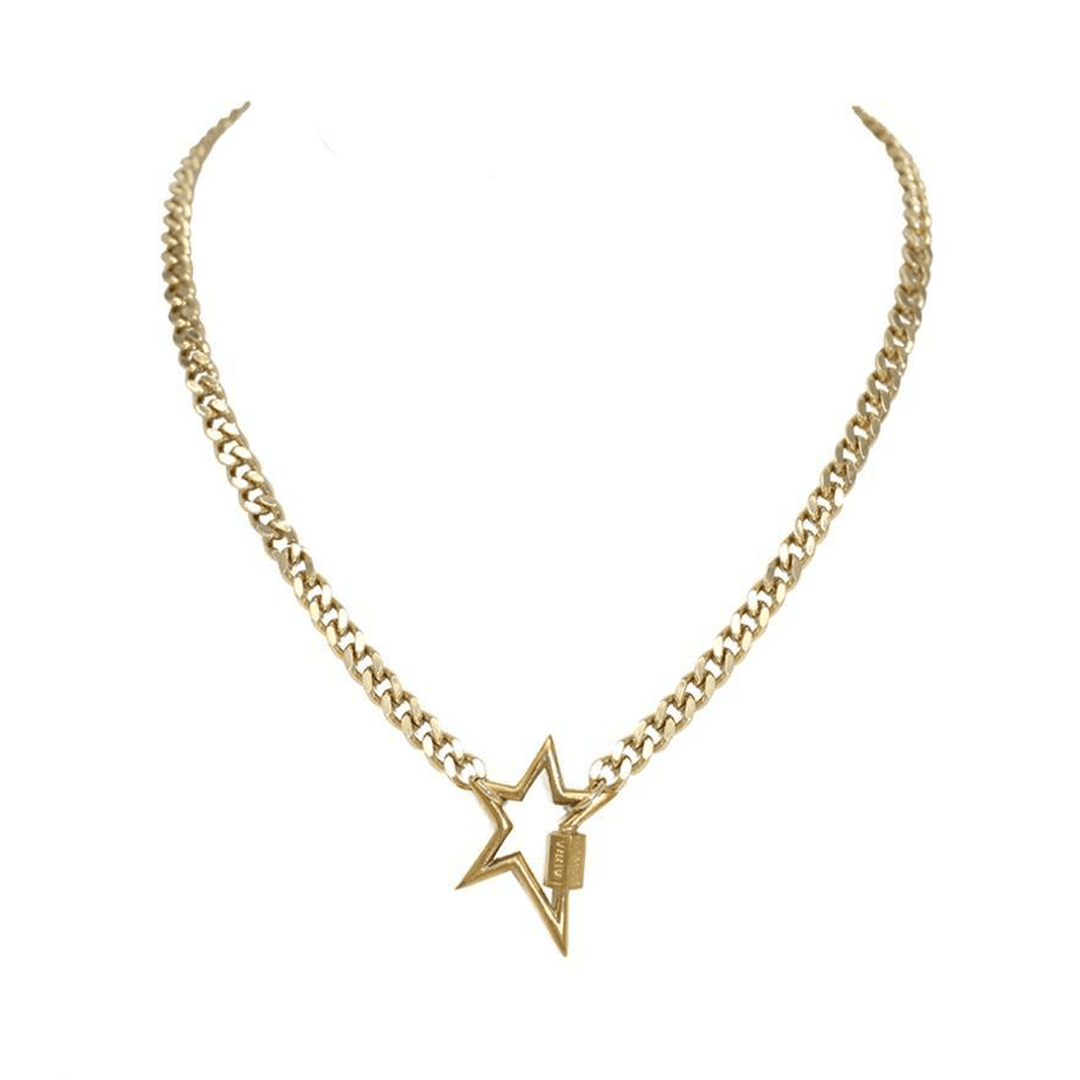 Bold Star Lock Necklace Gold - LAURA CANTU JEWELRY