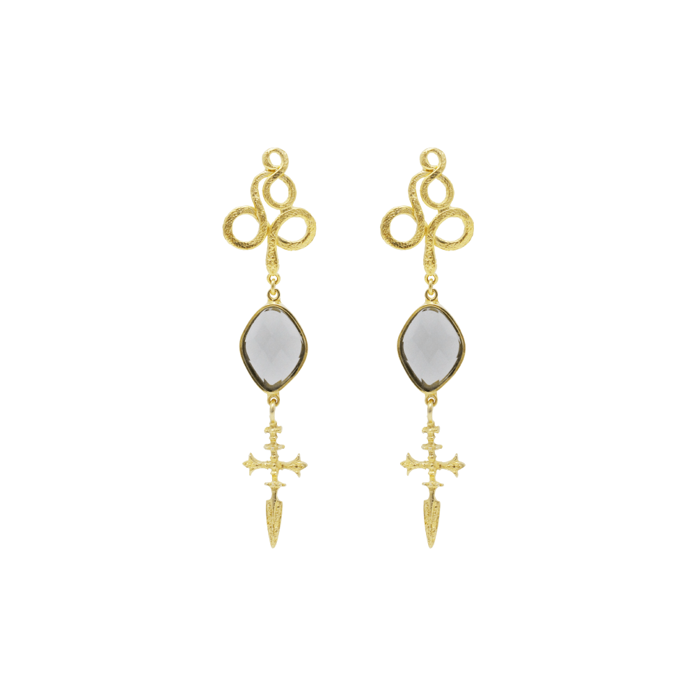 Cross Serpent Earrings - LAURA CANTU JEWELRY