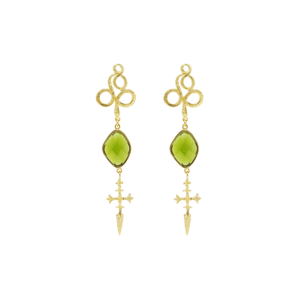 Cross Serpent Earrings - LAURA CANTU JEWELRY