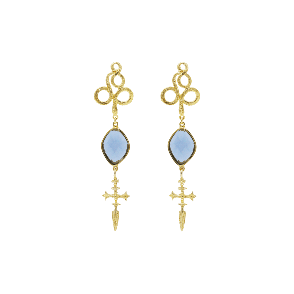 Cross Serpent Earrings - LAURA CANTU JEWELRY