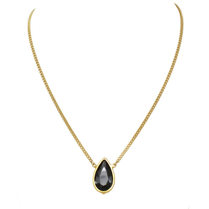 Gold Crystal Teardrop Necklace - LAURA CANTU JEWELRY