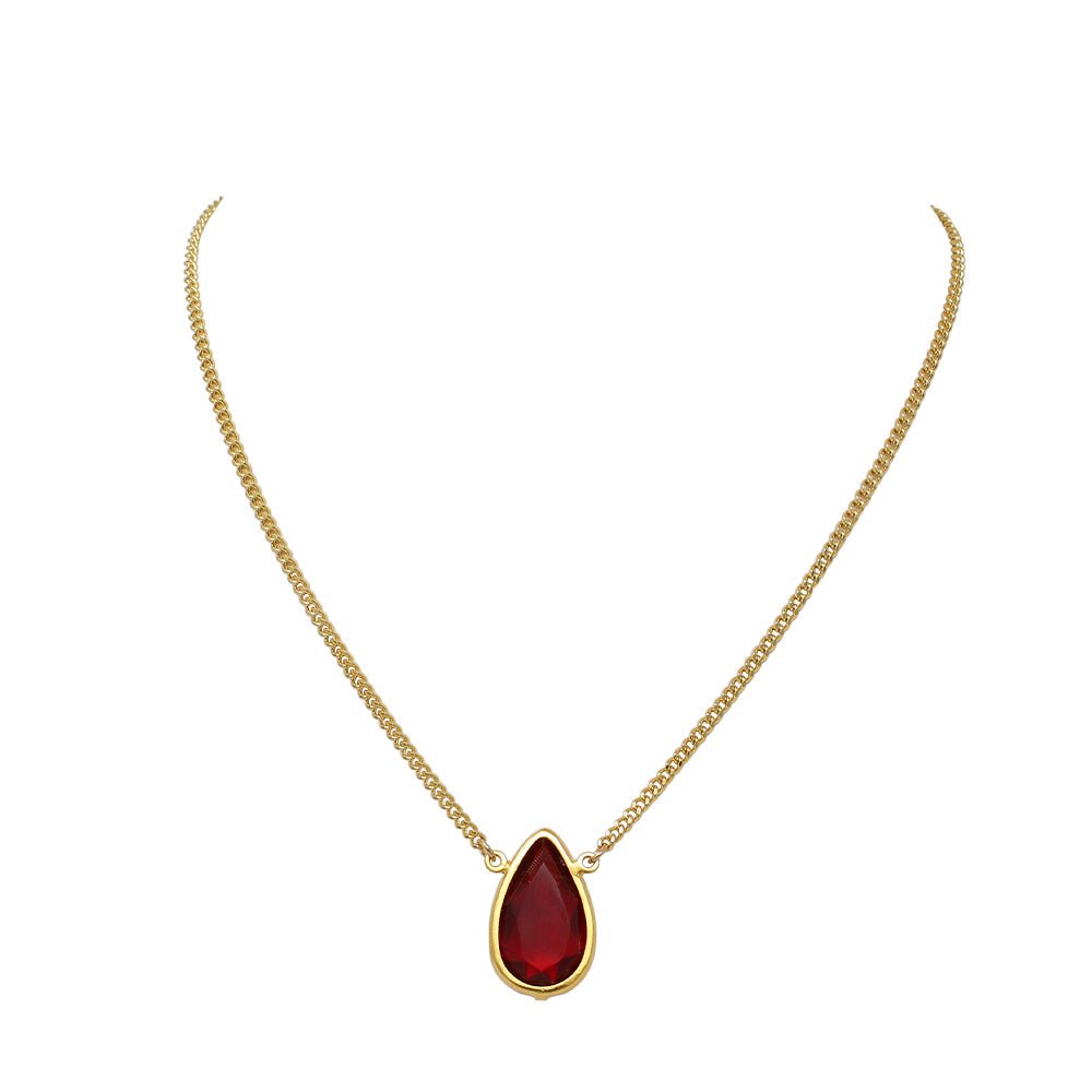 Gold Crystal Teardrop Necklace - LAURA CANTU JEWELRY