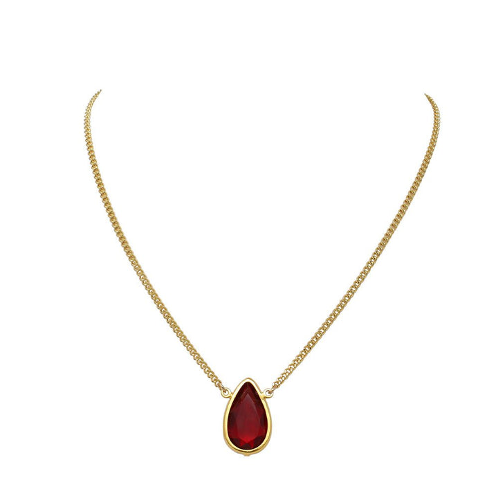Gold Crystal Teardrop Necklace - LAURA CANTU JEWELRY