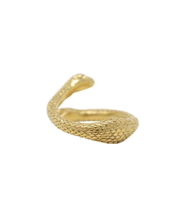 Gold Mid Finger Double Snake Ring - LAURA CANTU JEWELRY US