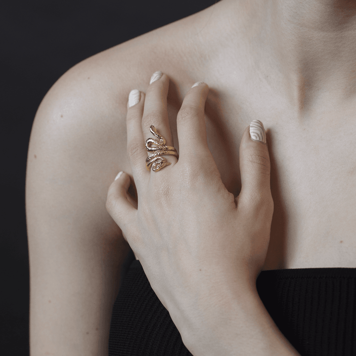 Gold Pinky Finger Snake Ring - LAURA CANTU JEWELRY US