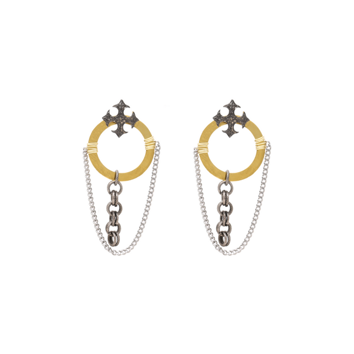 Golden Hoop With Small Cross