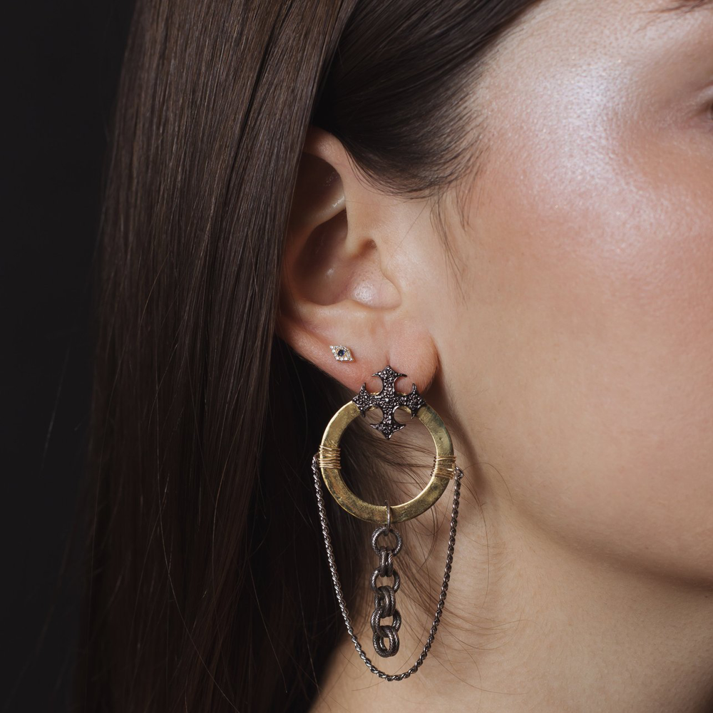 Golden Hoop With Small Cross