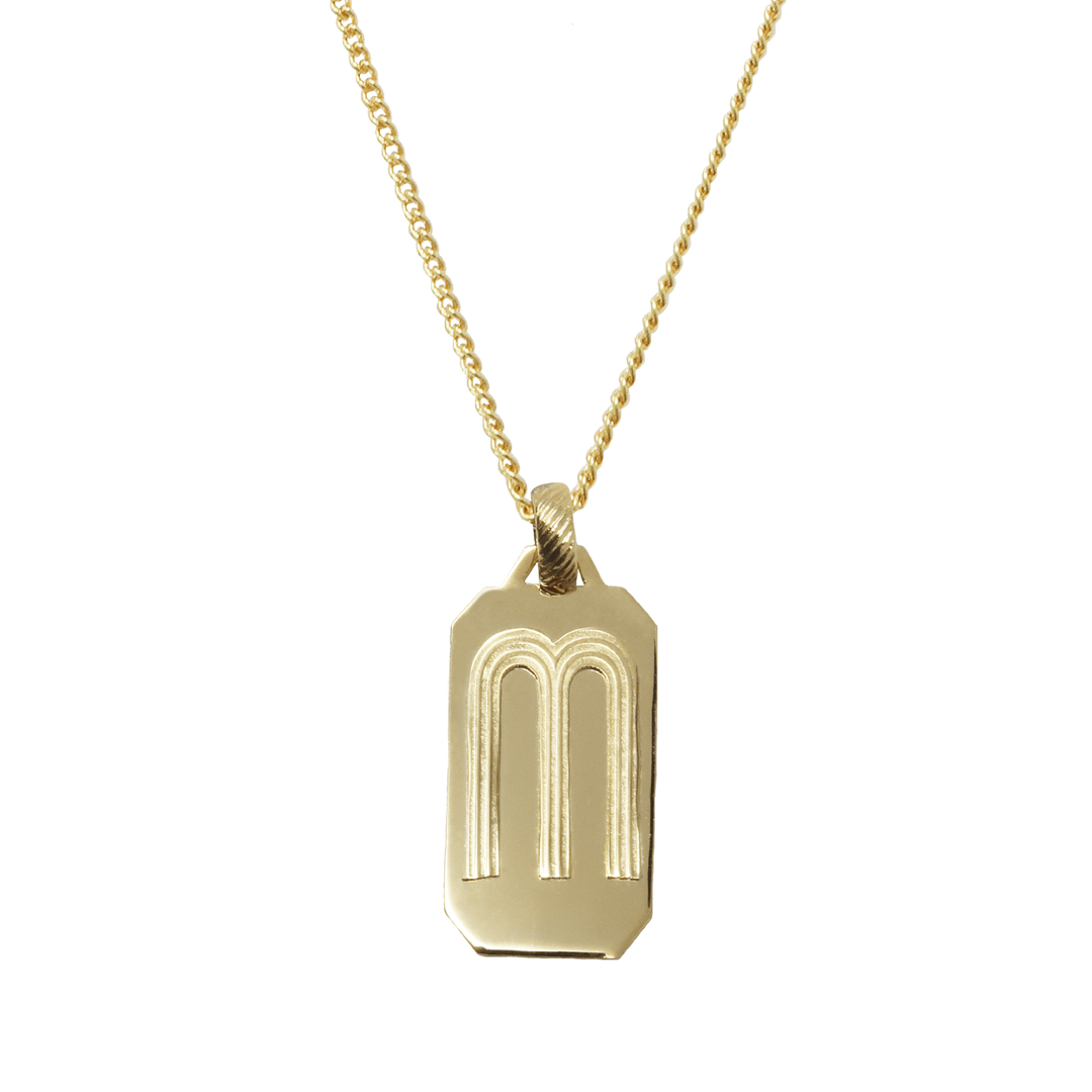 Initial Retro Tag Necklace - LAURA CANTU JEWELRY US