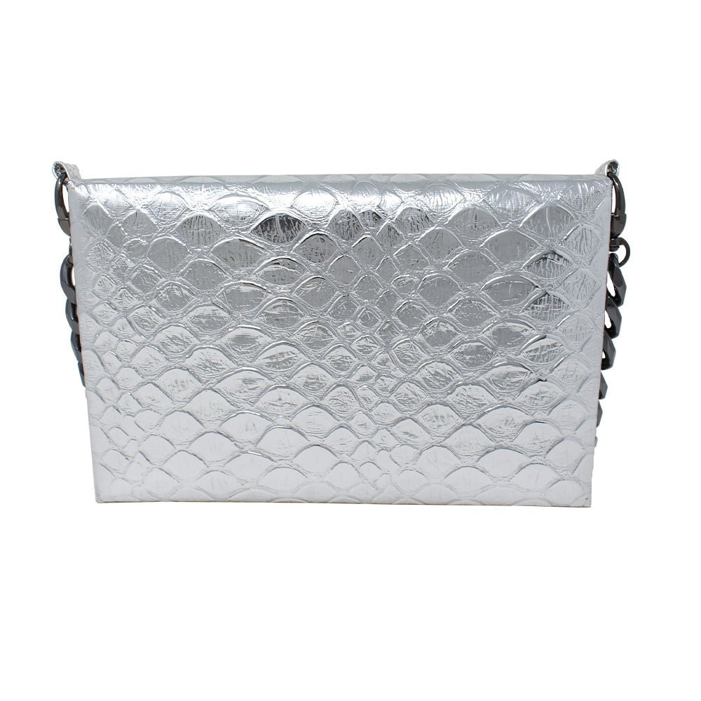 Natasha Gold Snake Clutch (Antique Silver Chain) - LAURA CANTU JEWELRY