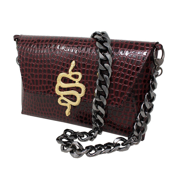 Natasha Gold Snake Clutch (Antique Silver Chain) - LAURA CANTU JEWELRY