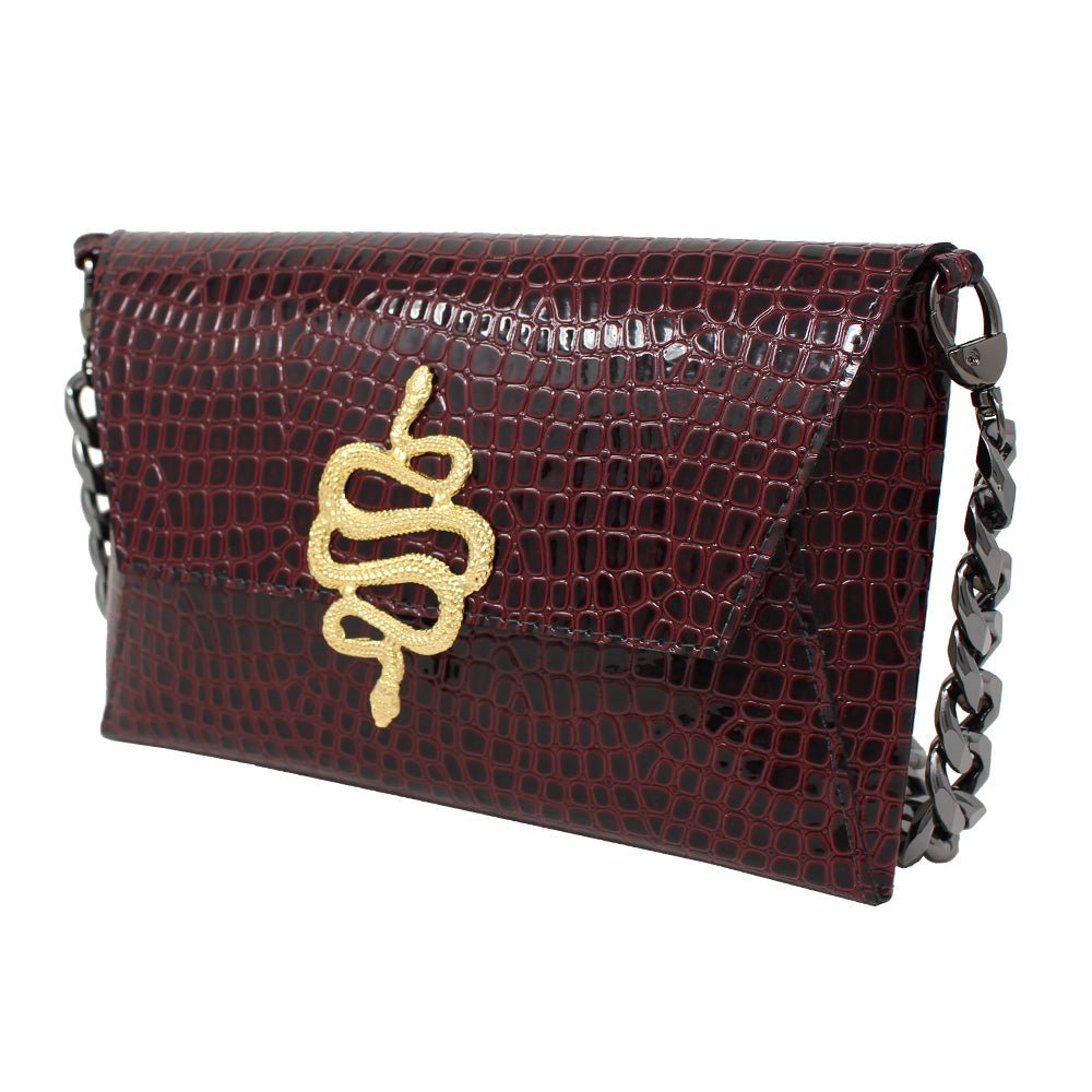 Natasha Gold Snake Clutch (Antique Silver Chain) - LAURA CANTU JEWELRY