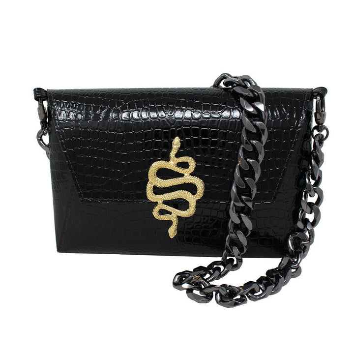 Natasha Gold Snake Clutch (Antique Silver Chain) - LAURA CANTU JEWELRY