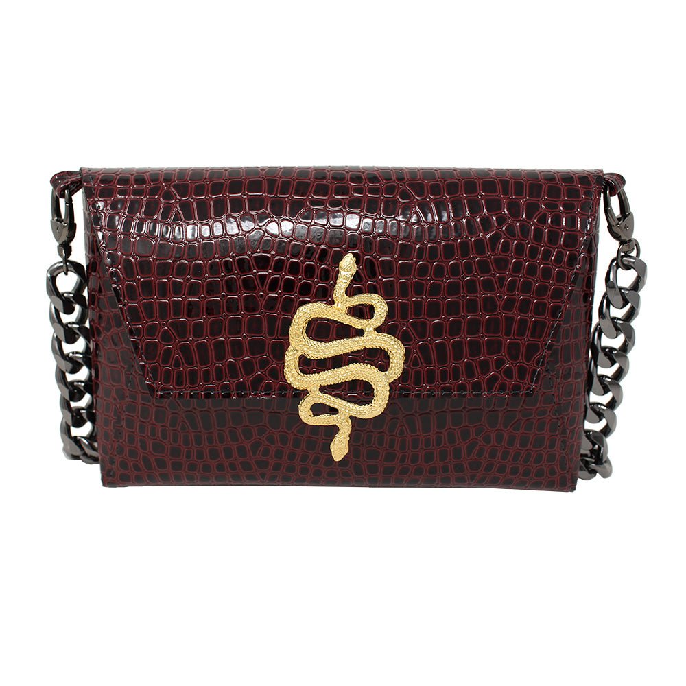 Natasha Gold Snake Clutch (Antique Silver Chain) - LAURA CANTU JEWELRY