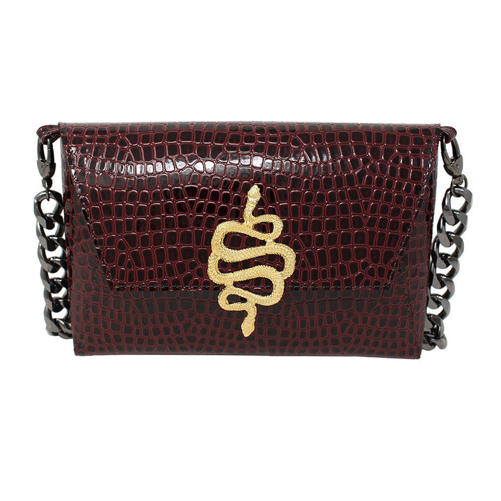 Natasha Gold Snake Clutch (Antique Silver Chain) - LAURA CANTU JEWELRY