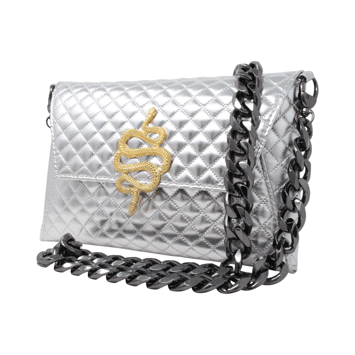 Natasha Gold Snake Clutch (Antique Silver Chain) - LAURA CANTU JEWELRY