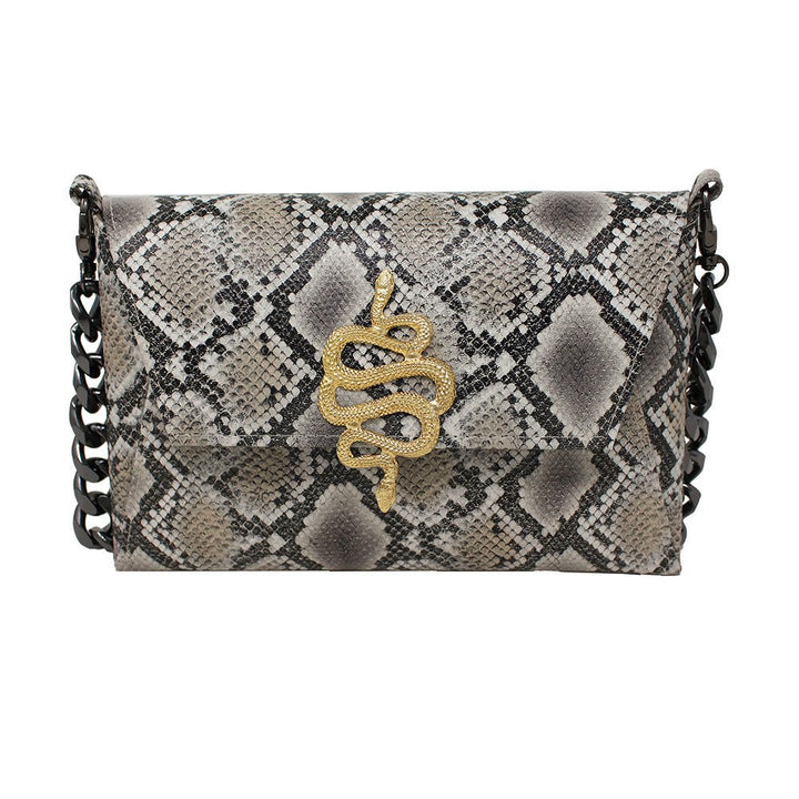 Natasha Gold Snake Clutch (Antique Silver Chain) - LAURA CANTU JEWELRY