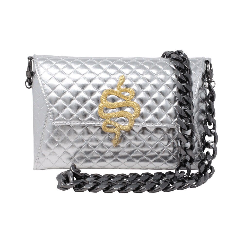 Natasha Gold Snake Clutch (Antique Silver Chain) - LAURA CANTU JEWELRY