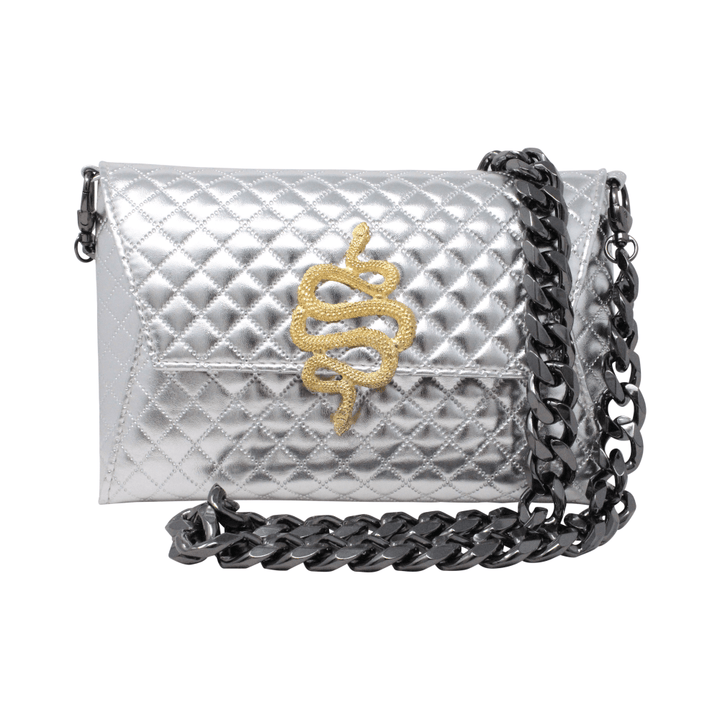 Natasha Gold Snake Clutch (Antique Silver Chain) - LAURA CANTU JEWELRY