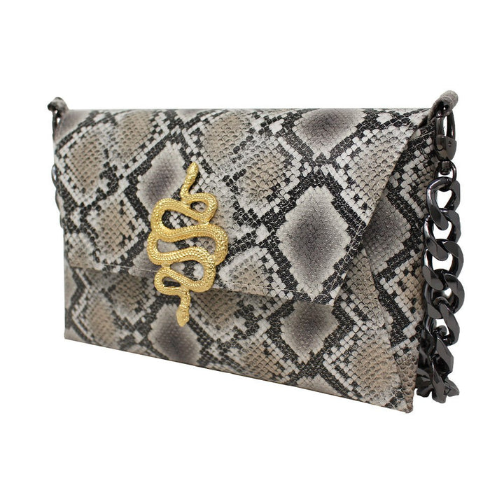 Natasha Gold Snake Clutch (Antique Silver Chain) - LAURA CANTU JEWELRY