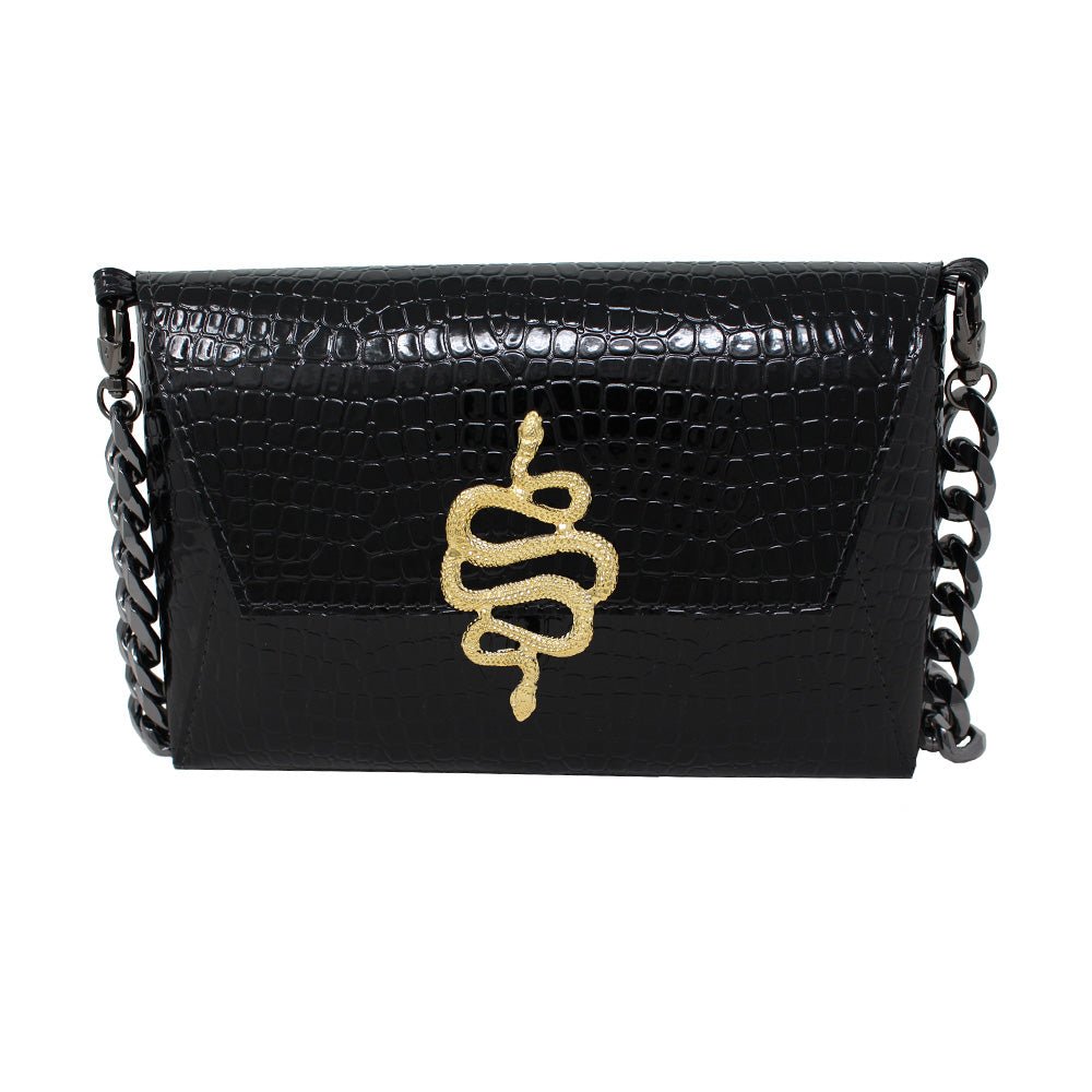 Natasha Gold Snake Clutch (Antique Silver Chain) - LAURA CANTU JEWELRY