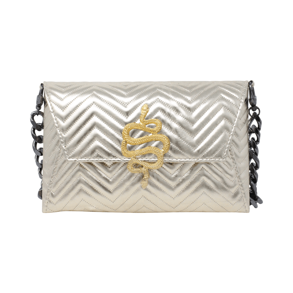 Natasha Gold Snake Clutch (Antique Silver Chain) - LAURA CANTU JEWELRY