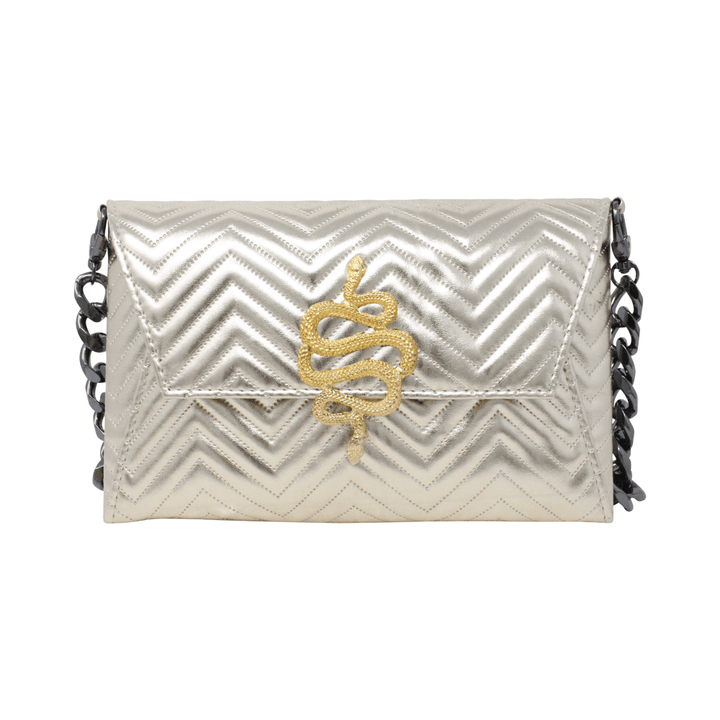 Natasha Gold Snake Clutch (Antique Silver Chain) - LAURA CANTU JEWELRY