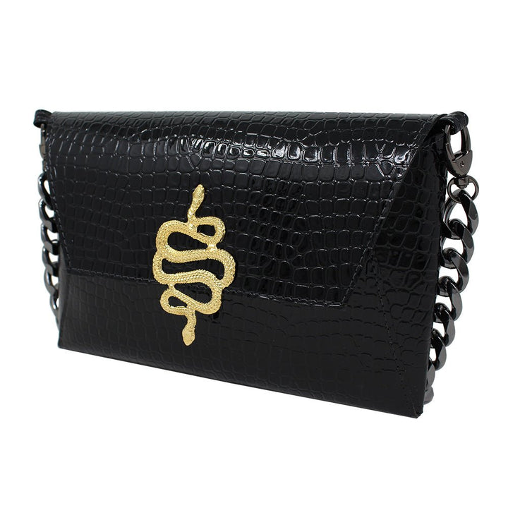 Natasha Gold Snake Clutch (Antique Silver Chain) - LAURA CANTU JEWELRY