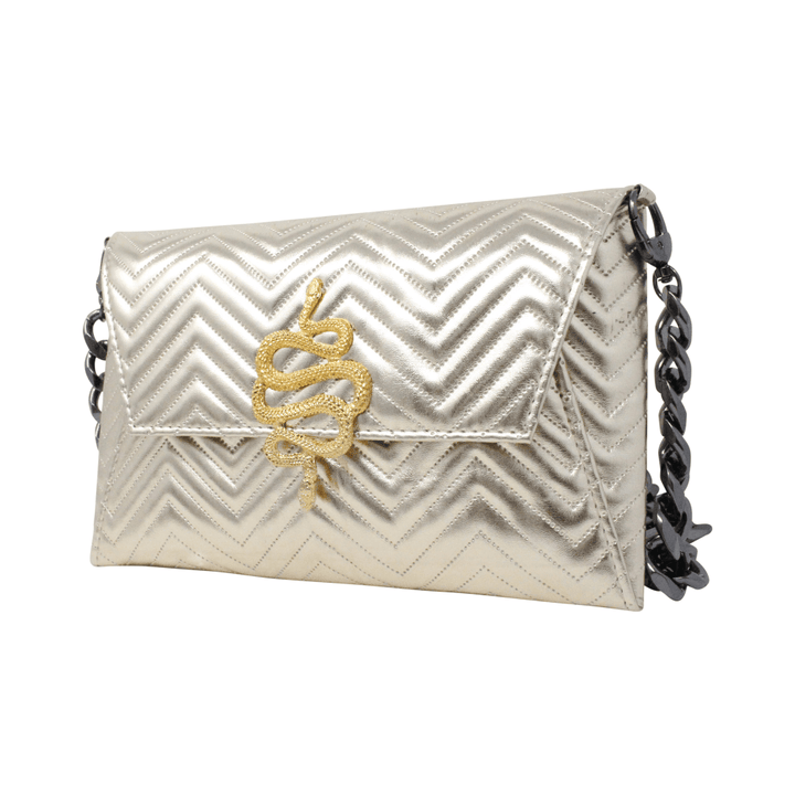 Natasha Gold Snake Clutch (Antique Silver Chain) - LAURA CANTU JEWELRY