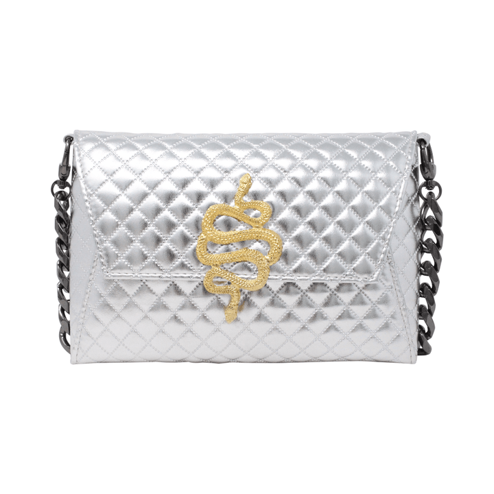 Natasha Gold Snake Clutch (Antique Silver Chain) - LAURA CANTU JEWELRY