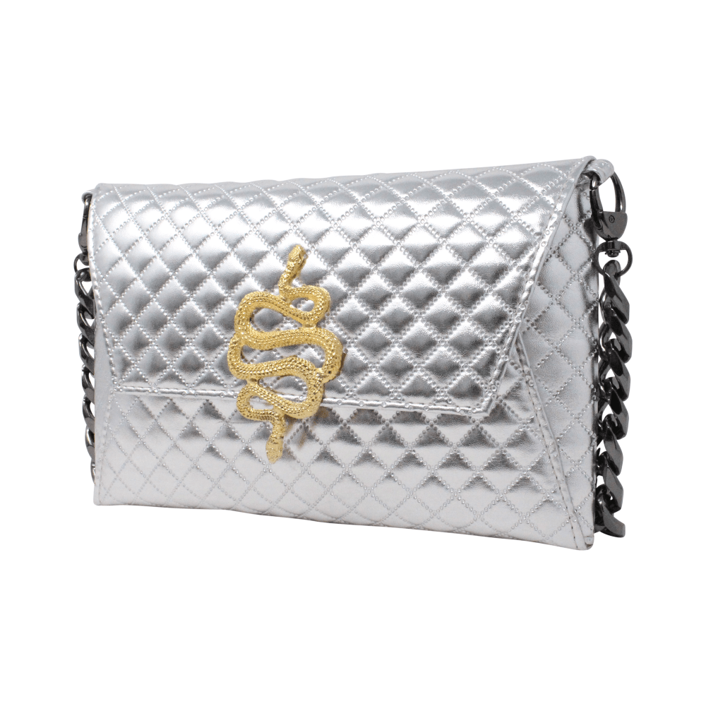 Natasha Gold Snake Clutch (Antique Silver Chain) - LAURA CANTU JEWELRY