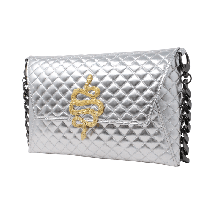 Natasha Gold Snake Clutch (Antique Silver Chain) - LAURA CANTU JEWELRY