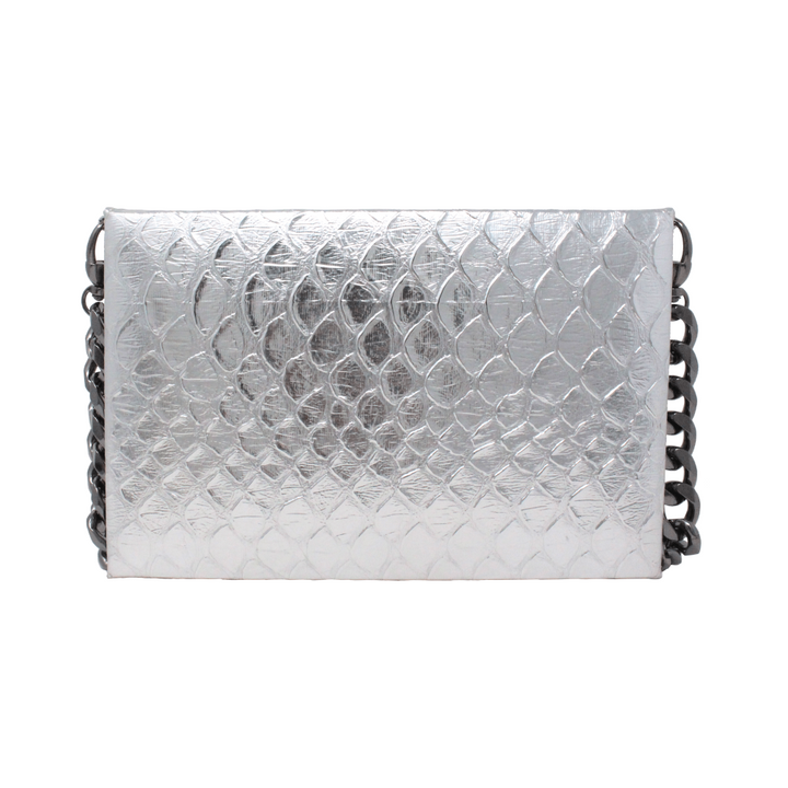 Natasha Metallic Crocodile Silver Snake - LAURA CANTU JEWELRY