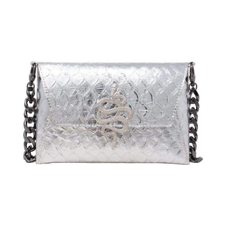 Natasha Metallic Crocodile Silver Snake - LAURA CANTU JEWELRY